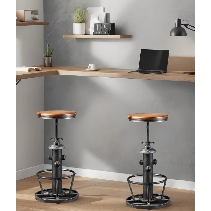 Ensemble de 2 tabourets de bar antiques de style industriel rétro à hauteur ajustable pour café et café, Noir