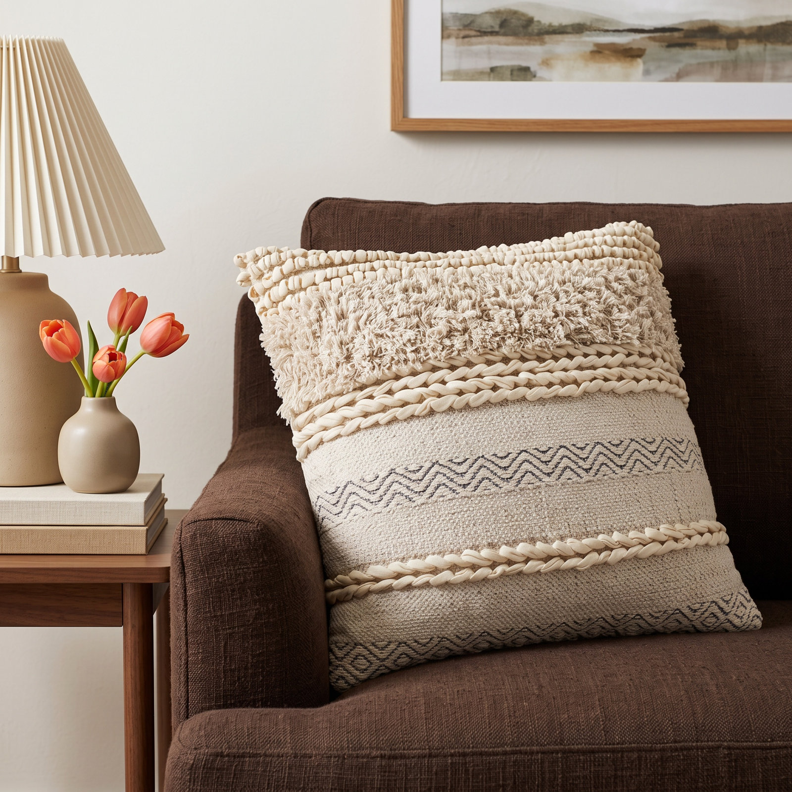 Venora Cotton Accent Pillow, 20" x 20", Polyester/Polyfill