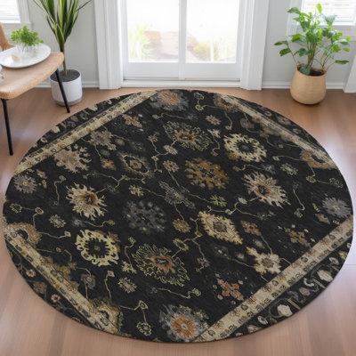 Tapis noir intérieur / extérieur lavable à la machine Xhevrie