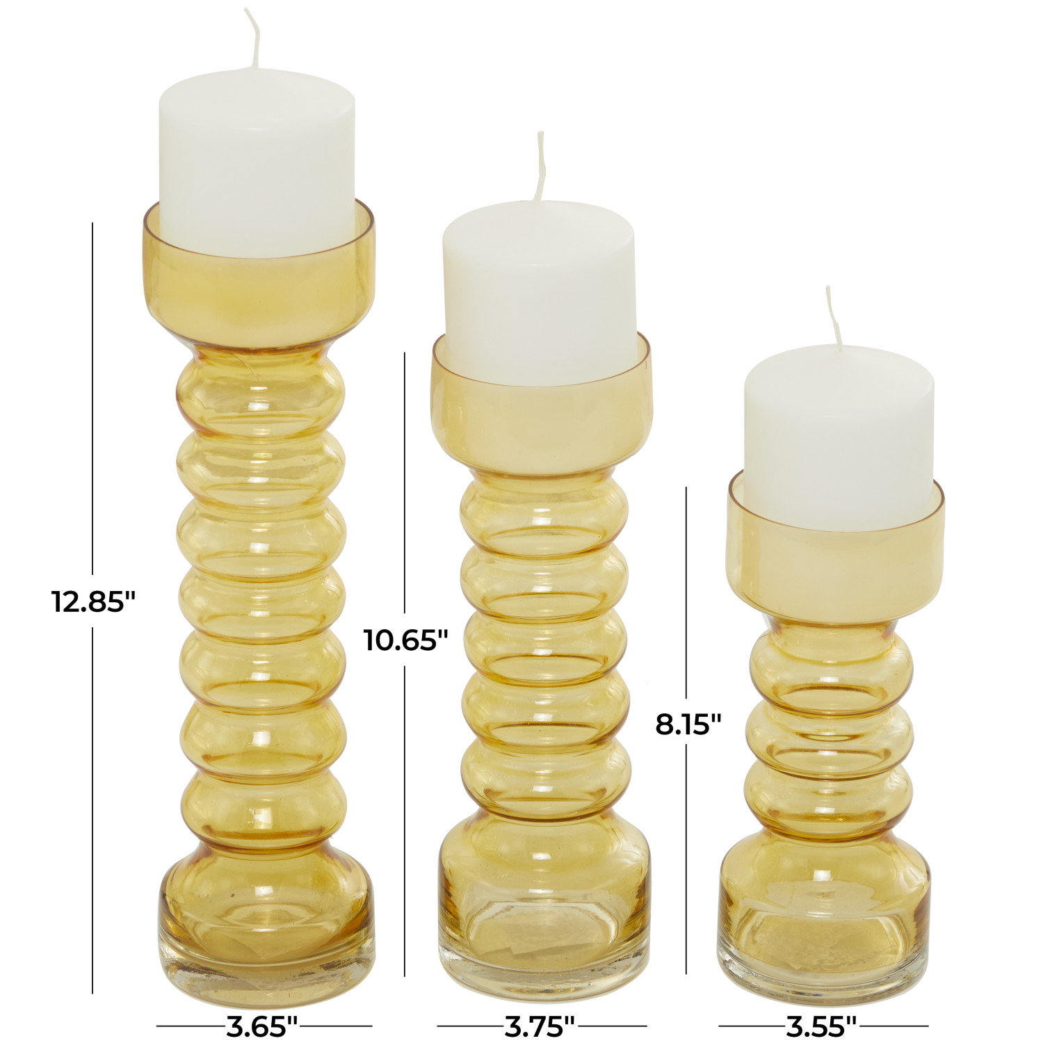Starlet 12.85'' H Glass Tabletop Candlestick, Yellow