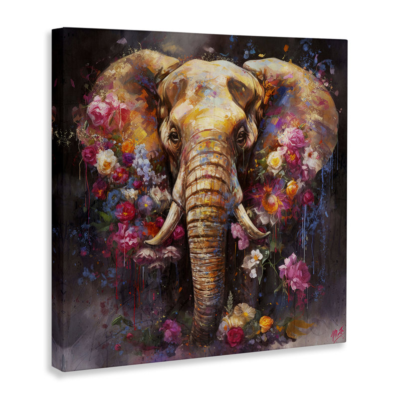 «Flower Swathed Elephant» par Marta Wiley, H 30 po x l 30 po