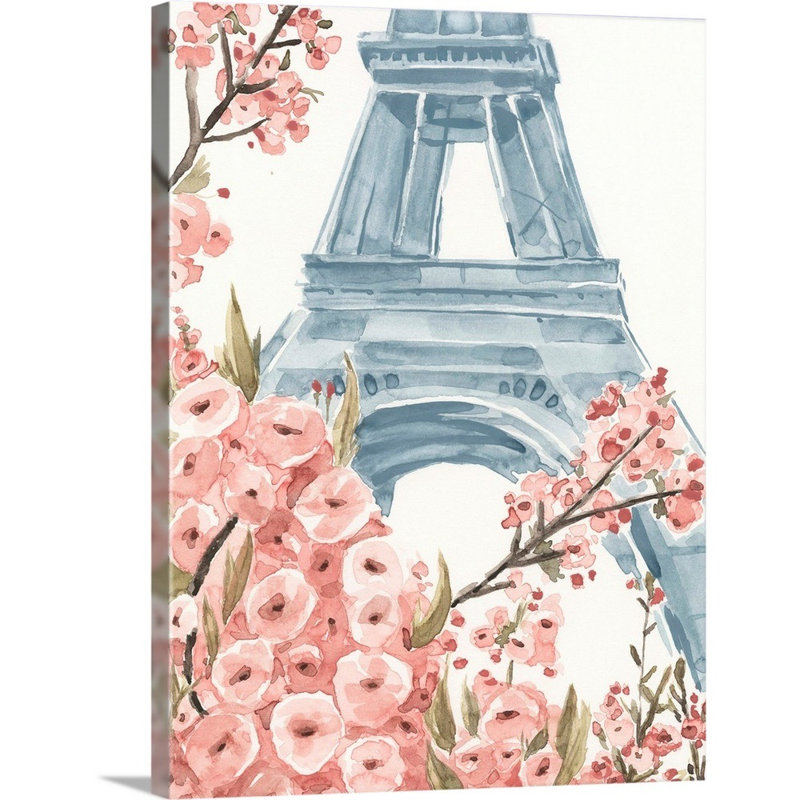 «Paris Cherry Blossoms I», reproduction d'art sur toile, Toile tendue, H 16 po x l 12 po x P 1,25 po
