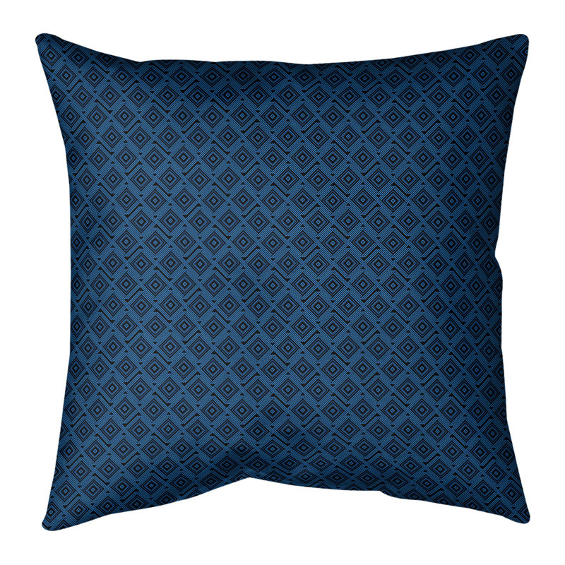 Oreiller en lin Katelyn Elizabeth, Polyester / Bourre en polyester, 26 po x 26 po, Noir / Bleu