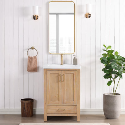 Gela 23.6'' Free-standing Single Bathroom Vanity with Ceramic Vanity Top