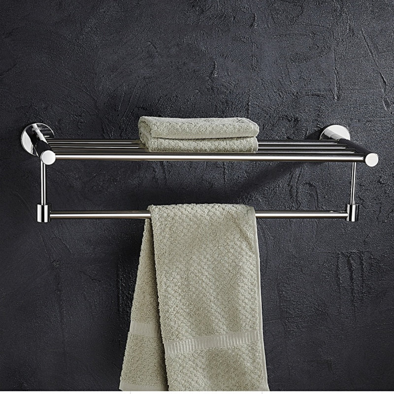 Porte-serviettes en acier inoxydable pour salle de bain, organisateur de salle de bain 304 sans installation de perçage, tablette de douche peu encombrante et accessoires de toilette durables