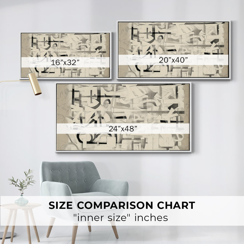 Série abstraite - DCCXCVI - Toile tendue avec châssis encadré - Prêt à être accroché, H 21 po x l 41 po, Blanc