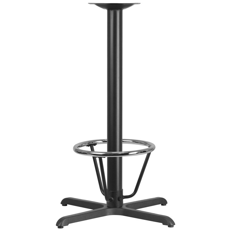 Table de restaurant 22 po x 22 po avec base en X et colonne de 3 po de hauteur, 42" H x 30" L x 30" D