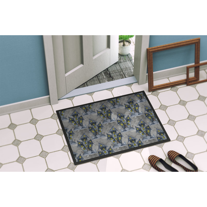 Tapis d'entrée antidérapant Adrienn Halloween Haunted House, H 0,2 po x l 36 po x P 24 po