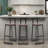 Set Of 3 Bar Stools With Backrest, Footrest And Metal Frame