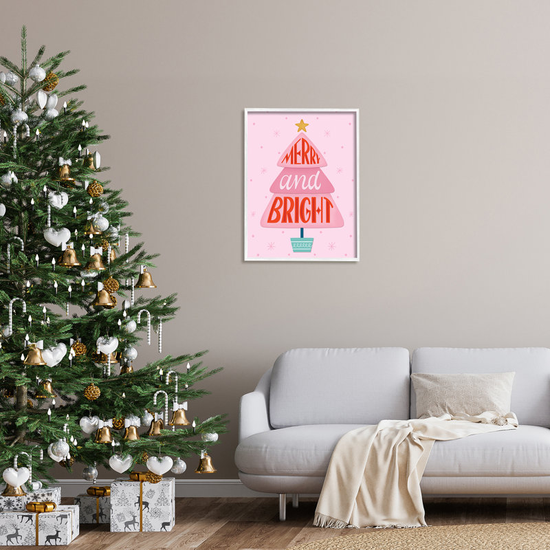 Merry & Bright, H 30 po x l 24 po x P 1,5 po, Giclée encadrée blanc bord de mer