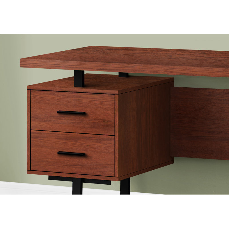 Table d'ordinateur de travail moderne pour ordinateur portable - l 60 po, stratifié brun, métal noir, table d'ordinateur fonctionnelle