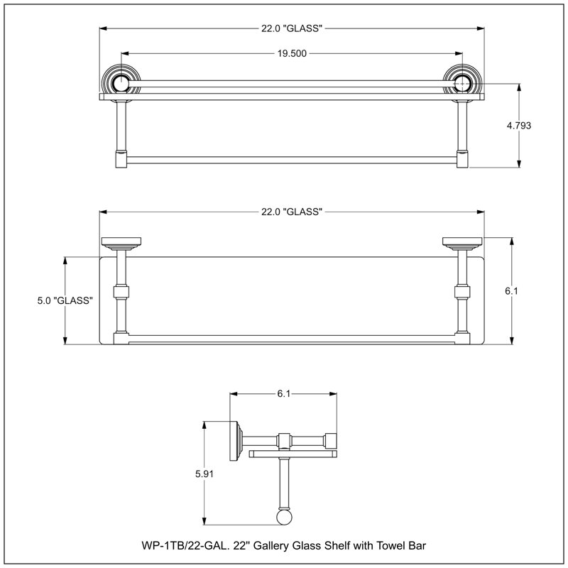 Waverly Place Floating Shelf with Towel Bar, 5" H x 22" W x 5" D, Golden Yellow