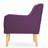 Mid-Century Style Arm Chair In Purple, Extra Comfort With Back Modern Purple Armchair Back, Padded Cushion And Birch Frame