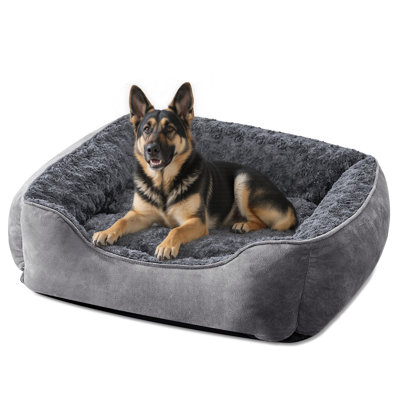 Panier rectangulaire pour chiens de grande, moyenne et petite taille, lavable à la machine, canapé-lit pour chien, fond antidérapant, respirant et doux, durable et orthopédique, pour un confort apaisant.