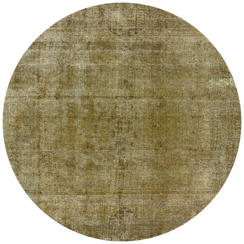 Tapis fédéral à motif abstrait vert, Rond 8 pi