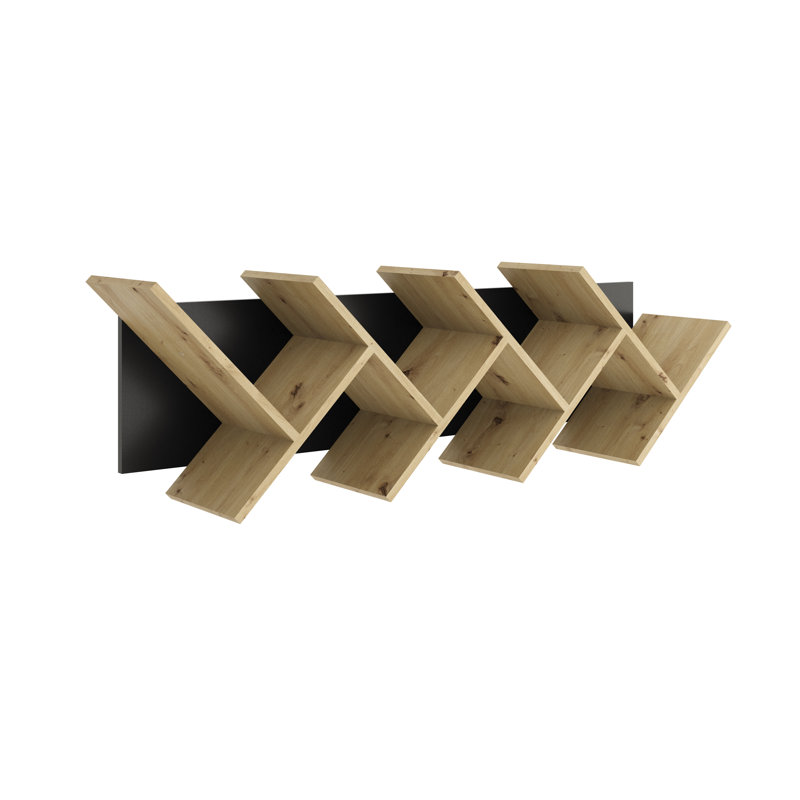 Kuttner 4 Piece Floating Shelf, Black Pearl/Artisan Oak
