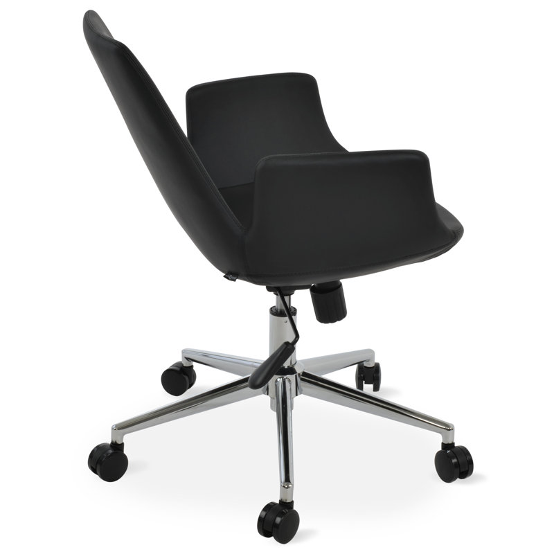 Eiffel Arm Task Chair, Black, Silver Wool