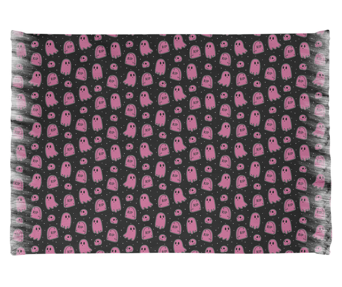 East Urban Home Black Background Ghosts Black/Pink Area Rug - Wayfair ...