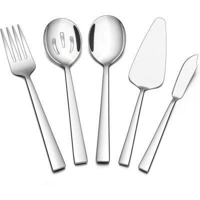 Ensemble d'ustensiles de service 5 pièces, outils de restauration en acier inoxydable pour buffet, fête, cuisine et restaurant, allant au lave-vaisselle et non toxiques