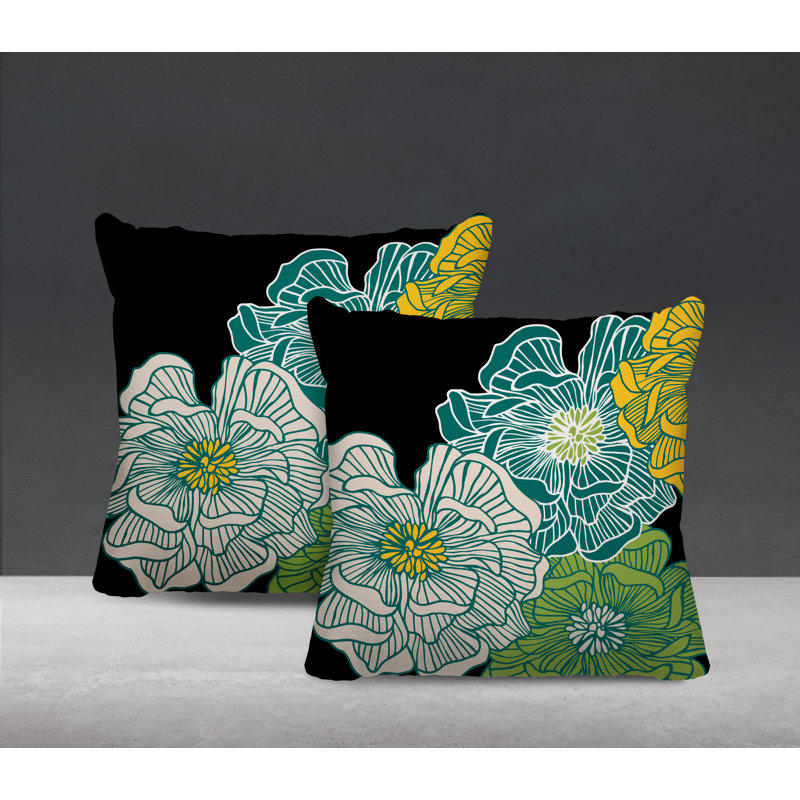 Housse et insert de coussin décoratif intérieur / extérieur en mélange de polyester, L 19 po x H 19 po, Émeraude