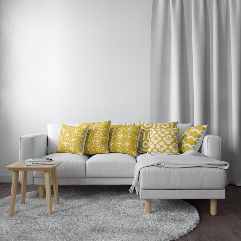 Housse de coussin géométrique en polyester, 20 po x 20 po, Jaune