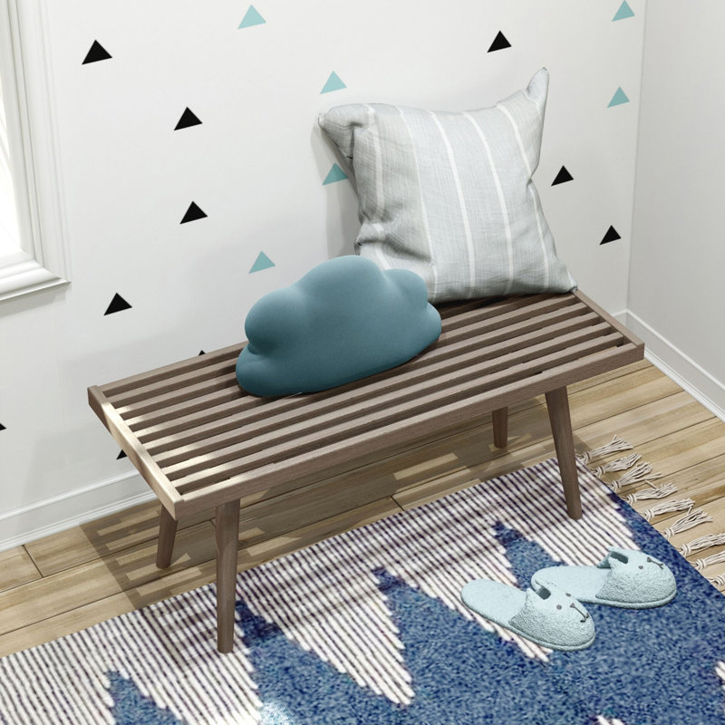 Banc en bois Levitus, Argile, H 17,5 po x l 41,25 po x P 16,5 po