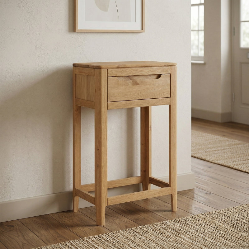 Remi Solid Wood End Table, Oak
