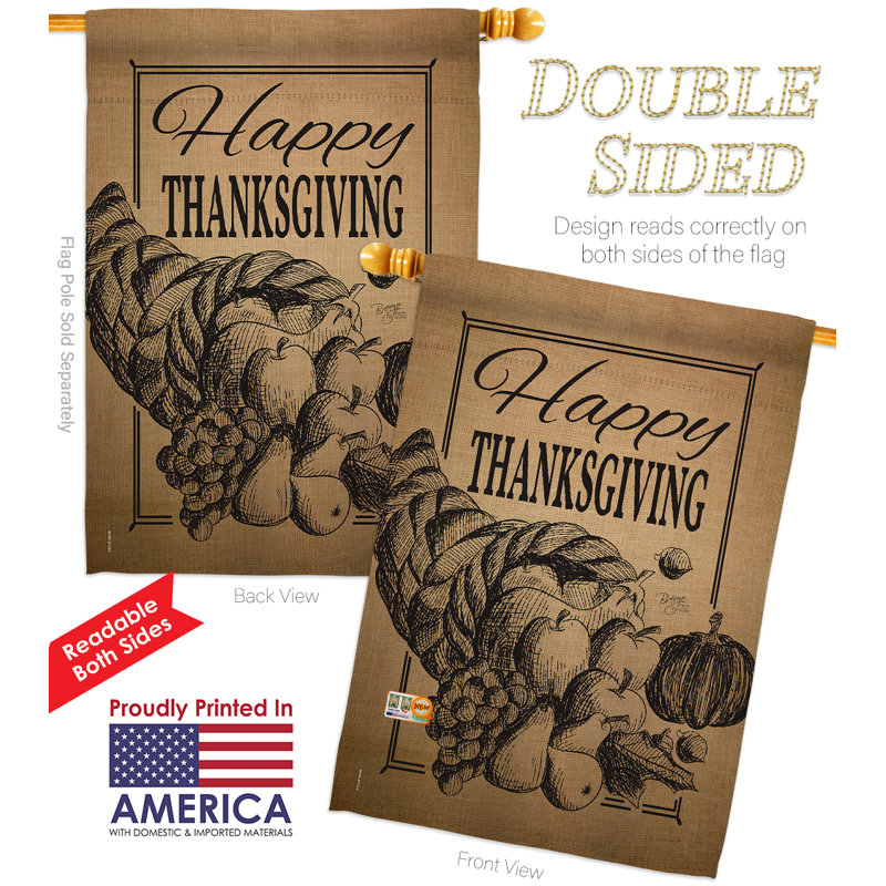 Double Sided 40'' H x 28'' W Polyester Thanksgiving Flag Set
