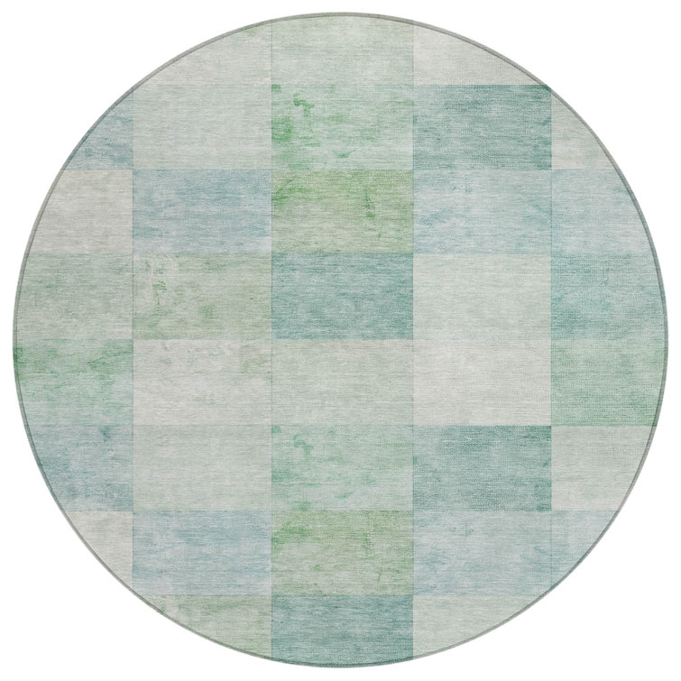 Machine Washable Indoor/Outdoor Christain ACN1256 Seafoam Rug
