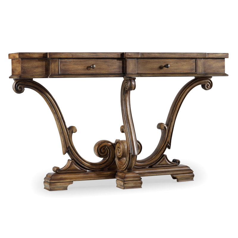 Amber Sands Traditional Wood Console Table with Storage