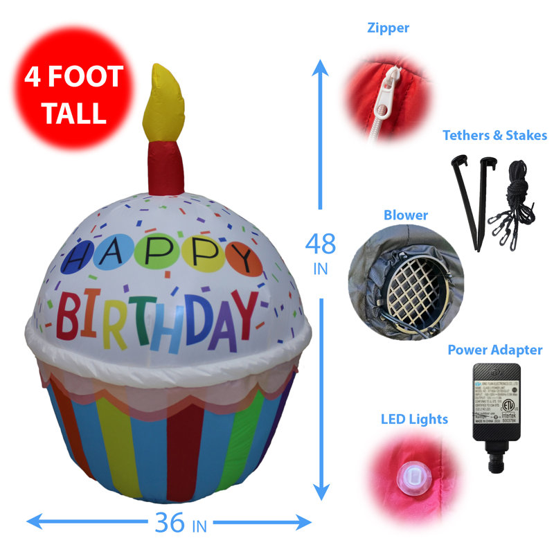 Gonflable joyeux anniversaire de 4 pieds de hauteur