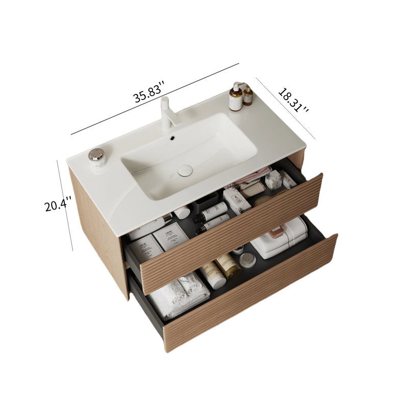 Meuble-lavabo de salle de bain 36 po avec lavabo mural Gruner