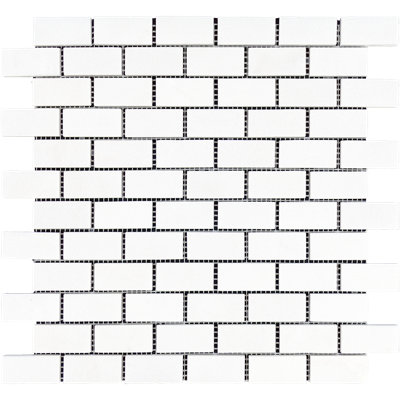 Mosaïque de plancher et de mur en brique blanche Thassos 1 po x 2 po