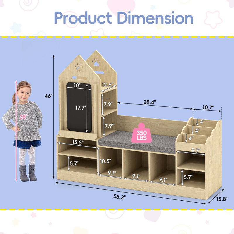 Kids Bookcase with chalkboard, Reading Nook