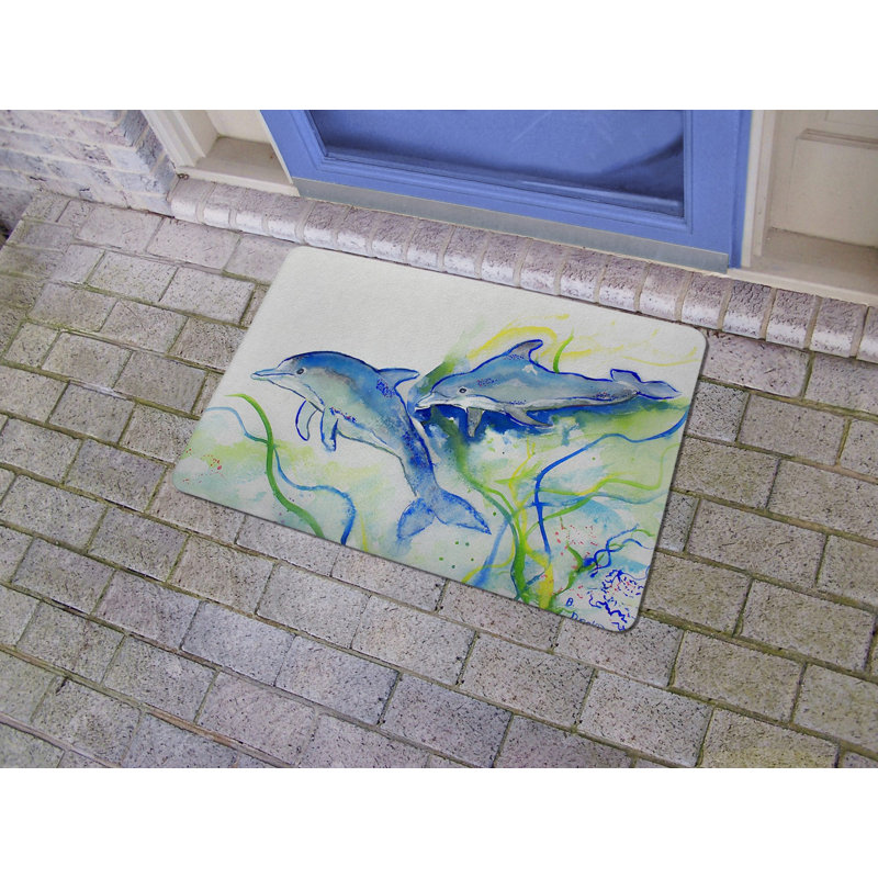 Tapis d'intérieur / extérieur Mariel Dolphins, Rectangle 1 pi 6 po x 2 pi 2 po