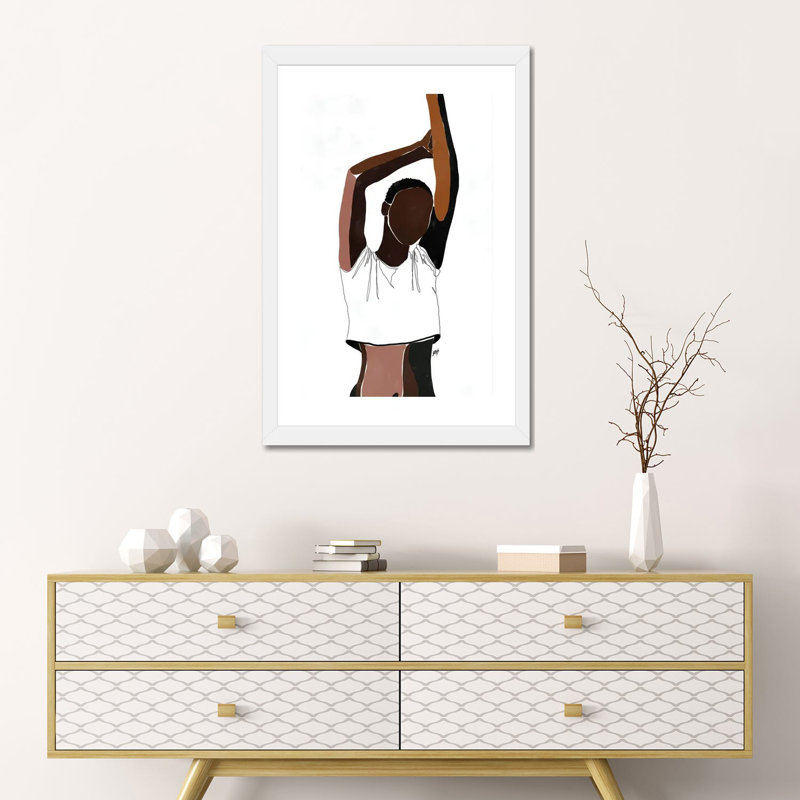 Sienna Nicole-impression d’art graphique, Blanc, H 24 po x l 16 po x P 1 po, Papier encadré blanc