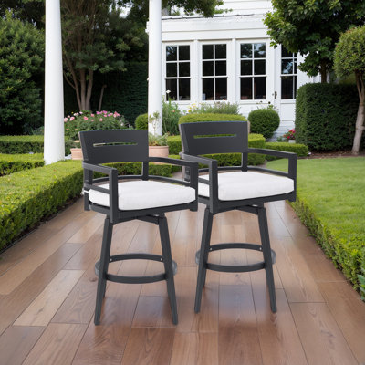 360° Swivel Aluminum Patio Chair With Sunbrella Cushions (Set Of 2) by Hokku Designs