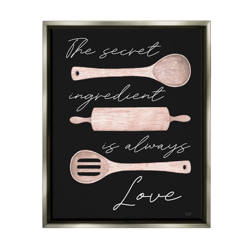 Citation avec ustensiles de cuisine «Secret Ingredient Love» par Lux + Me Designs - impression, H 31 po x l 25 po x P 1,7 po