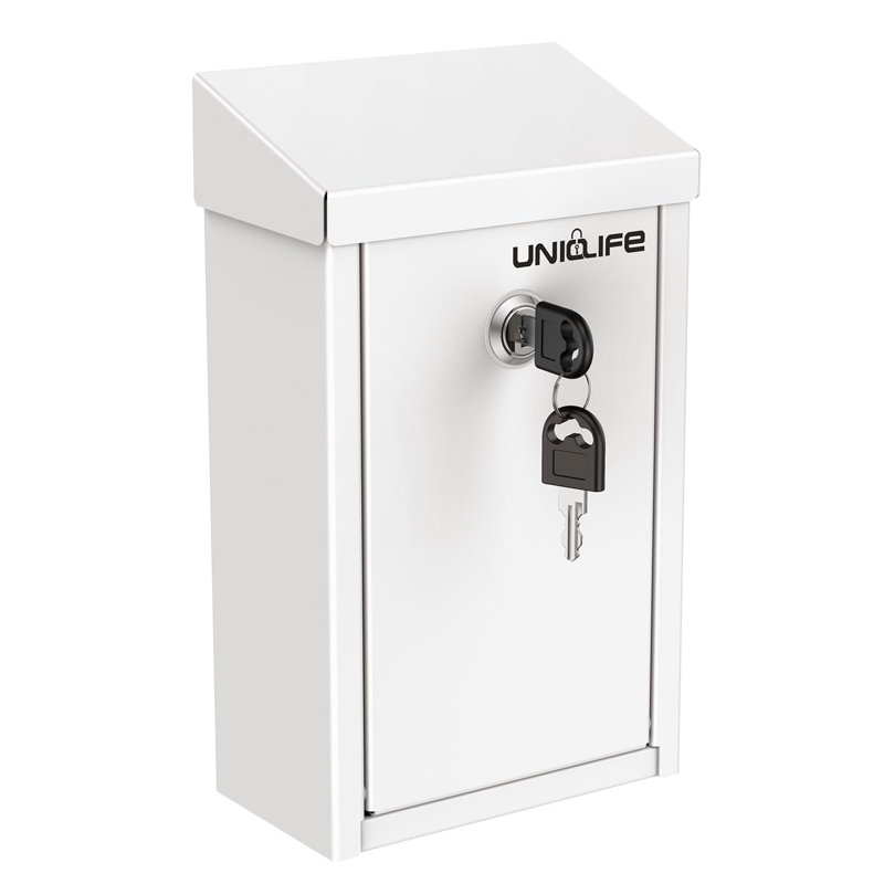 Key Drop Box For Outside, Metal Donation Box Collection Box With Key Lock, Safe Suggestion Box, Wall Mounted Mailbox With Top Slot, Steel Cash Drop Box For Home Office And Business