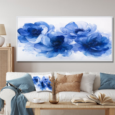 Blue White Velvet Blue Peonies - Peonies Wall Art Decor