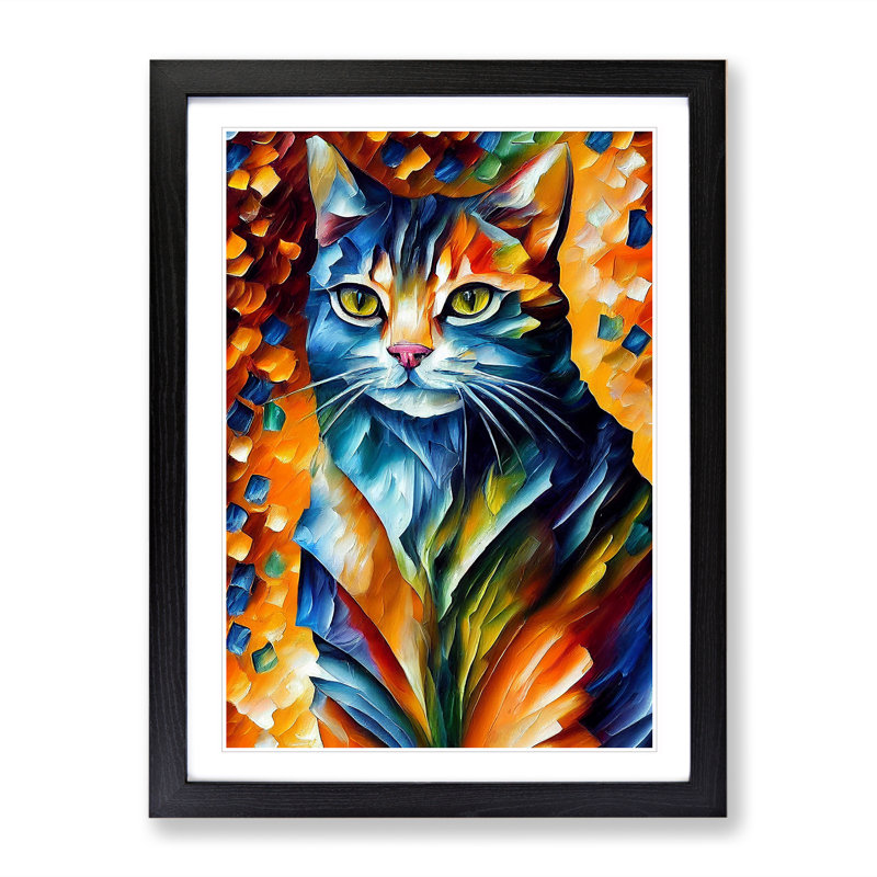 Cat Portrait No.5 - Framed Print, Black, 64cm H x 46cm W x 2cm D