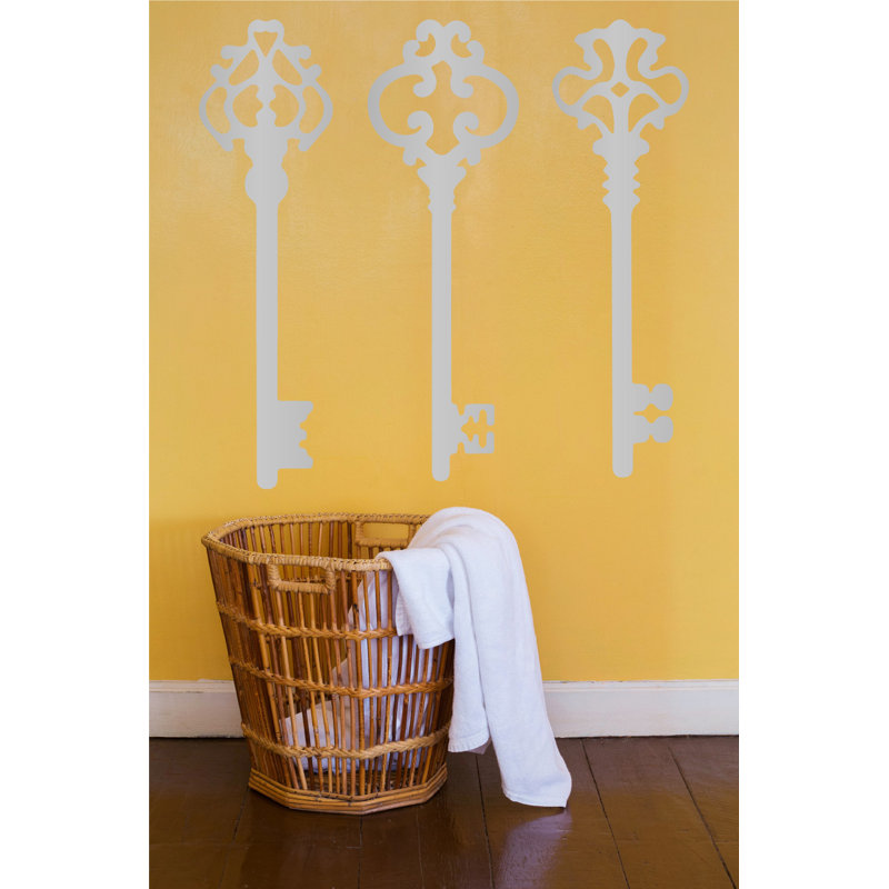 Décalcomanie murale clés squelettes, H 45 po x l 46 po x P 0,01 po, Argent