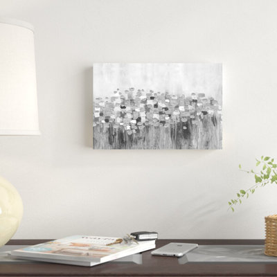 «Grayscale Paint Abstract Flower Field», reproduction d'art sur toile tendue