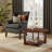 31.5'' Solid Wood Legs Round Coffee Table with 2-Tier Storage-398877890