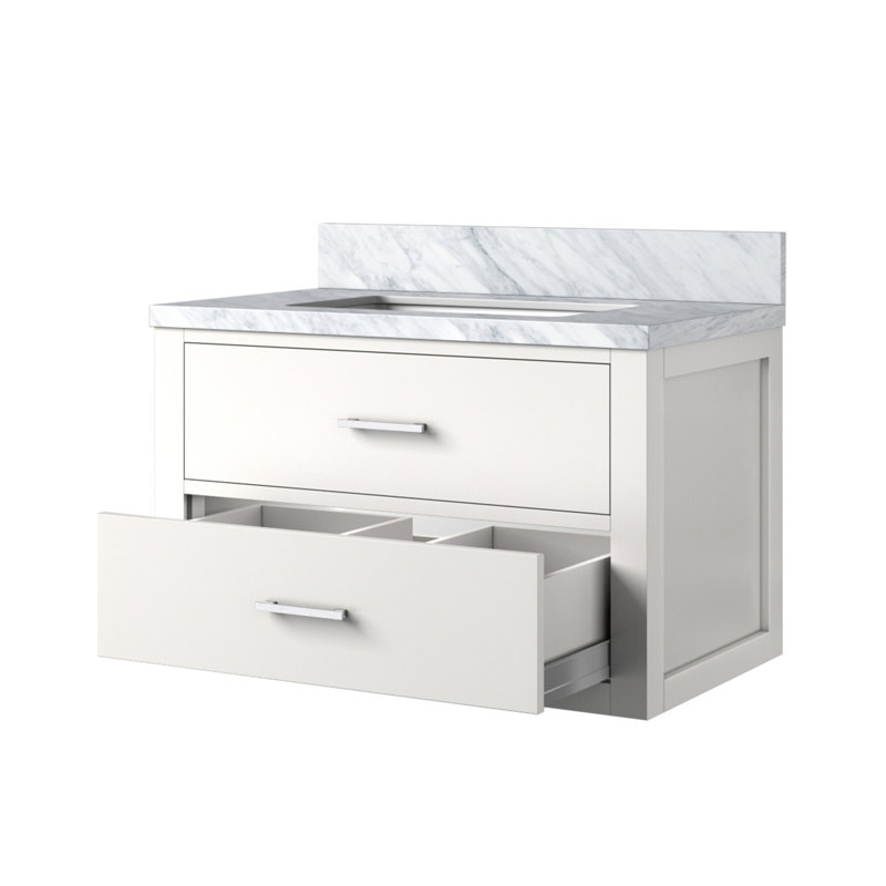 White Single Bath Vanity 30 In. W X 22 In. D, With Carrara Marble Top, 30", White/Carrara Marble