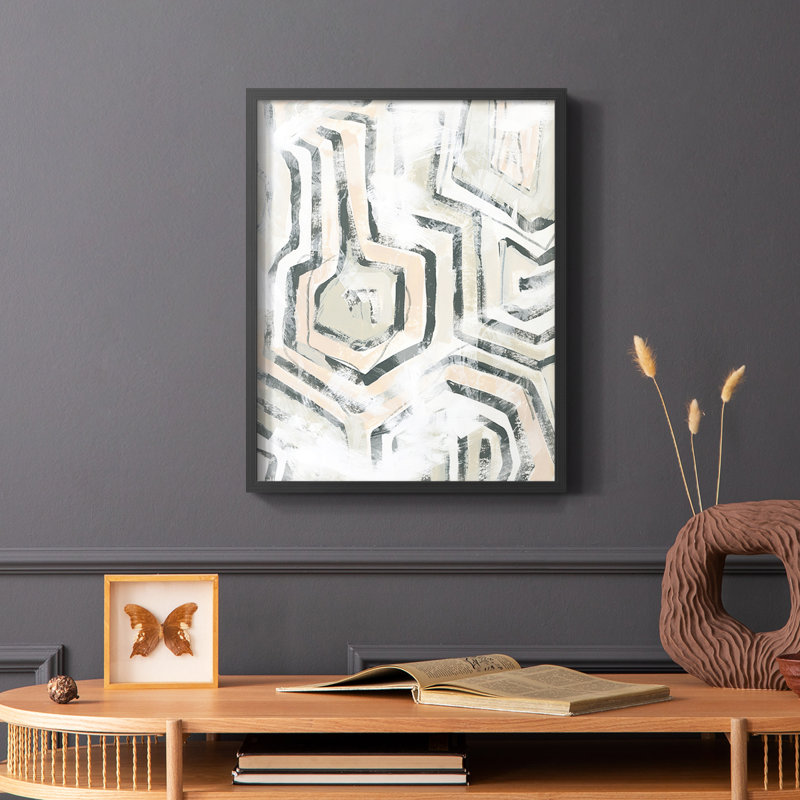 Sand Glyphs I, reproduction encadrée - bois massif, Cadre simple noir, H 20 po x l 16 po