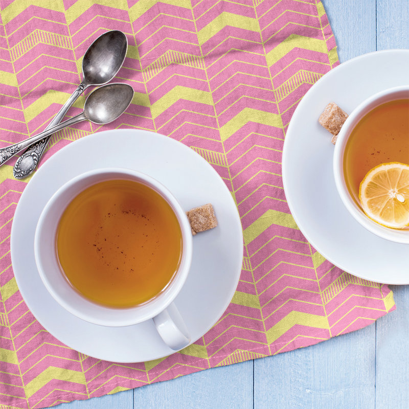 Stephenie Tea Towel Kitchen Towel, Pink/Yellow, Cotton Twill
