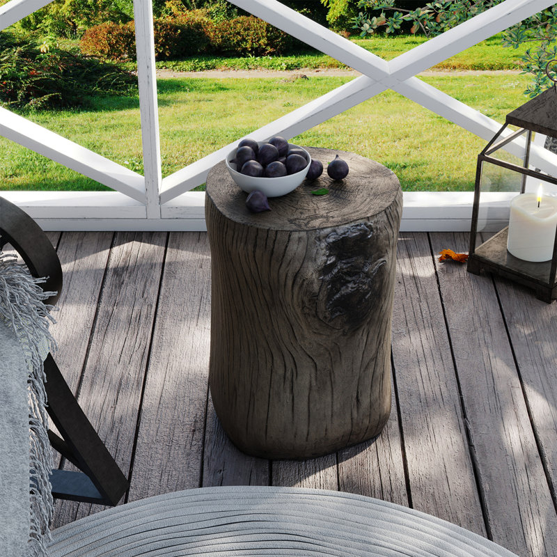 Chariese 15'' Outdoor Concrete Side Table, Antique Gray, 1