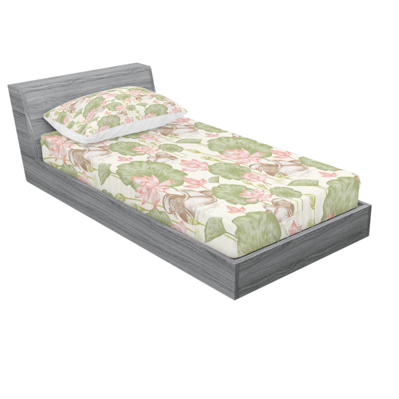 Microfiber Floral Fitted Sheet, Twin Sheet Set with 1 Pillowcase
