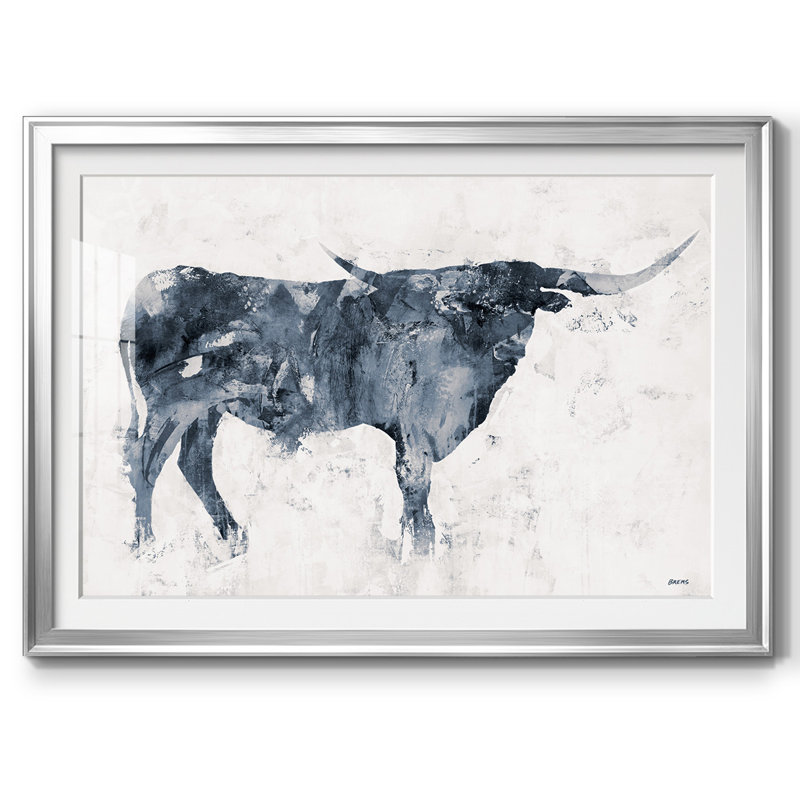Long Horn Alt V2, reproduction d'art encadrée, H 27 po x l 39 po x P 1,5 po, Argent